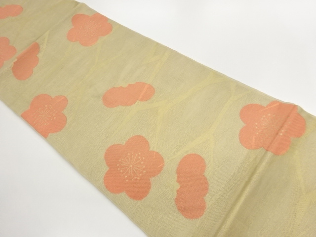 JAPANESE FUKURO OBI FOR SUMMER / WOVEN UME / BY ORIETSU